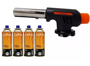 Maçarico Portatil C/ Regulagem Gourmet Culinario + 4 Refil